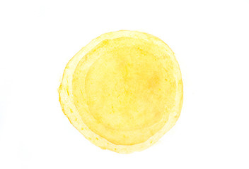 Yellow circles of watercolor on white