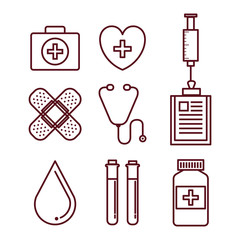 Set of hand drawn healthcare related objects over white background vector illustration