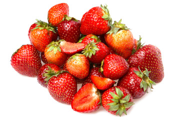 Strawberries on white background