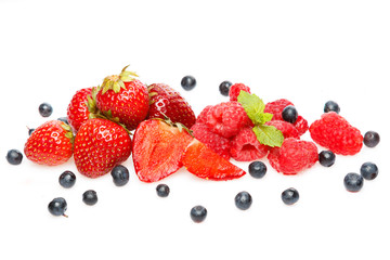 Different berries on white background