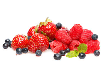 Different berries on white background