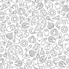 seamless pattern with pizza design elements