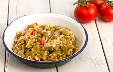 Dible; Green Bean Stew with rice (Traditional Turkish meal from Black Sea Region)