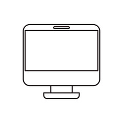 sketch silhouette modern flat computer screen vector illustration