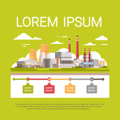 Nature Pollution Plant Pipe Dirty Waste Air And Water Polluted Environment Infographic Banner Flat Vector Illustration