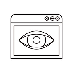 sketch silhouette browser window with eye sketch icon vector illustration