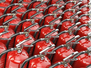 Fototapeta premium Fire extinguishers. Total potection and security background.