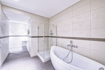 Modern interior of the bathroom in the new house.