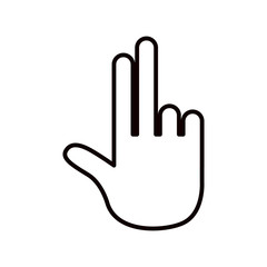 sketch silhouette hand showing two fingers icon vector illustration