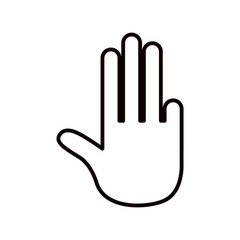 Fototapeta premium sketch silhouette hand showing four fingers icon vector illustration