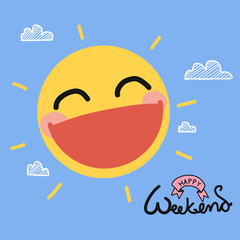 Happy weekend sun smile cute vector illustration