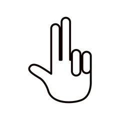sketch silhouette hand palm showing two fingers icon vector illustration