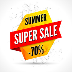 Summer Sale polygonal banner design template. Sale poster advertising poster or brochure