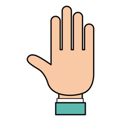 color sketch silhouette open hand palm with shirt sleeve vector illustration