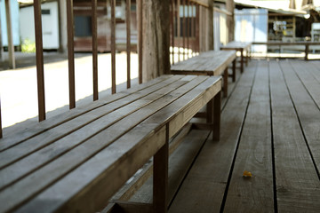 Obraz premium long bench wood for sit waiting