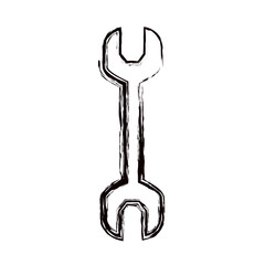blurred thick contour metallic wrench icon vector illustration