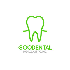 Healthy tooth Logo design vector template in linear style.
Logotype for Dental clinic. Dental medicine concept