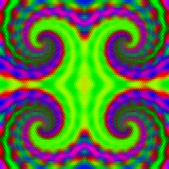 Abstract seamless hexagonal background with spirals. Purple, red and green rotating background creating an illusion of movement