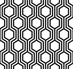 
Vector seamless pattern. Modern stylish texture. Monochrome geometric pattern with hexagonal tiles
