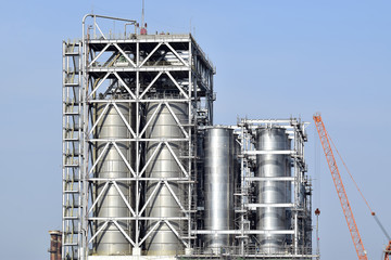 Storage silos of petrochemical industry and refinery plant.