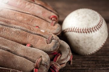 baseball on wooden desk