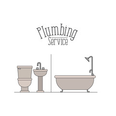 color poster of bathroom plumbing service vector illustration