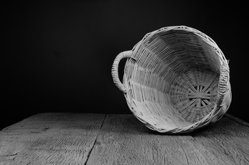 wicker basket on wooden table - 158488708