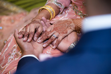 bride hands groom