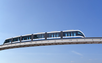 Monorail train against sky