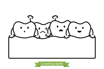 crowding teeth ( malocclusion ) - cartoon vector outline style