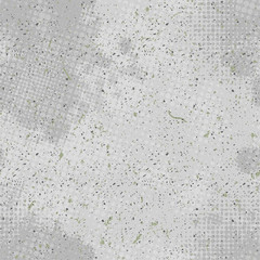 Vivid vintage vector seamless background in grunge style with scribbled texture and halftone dots