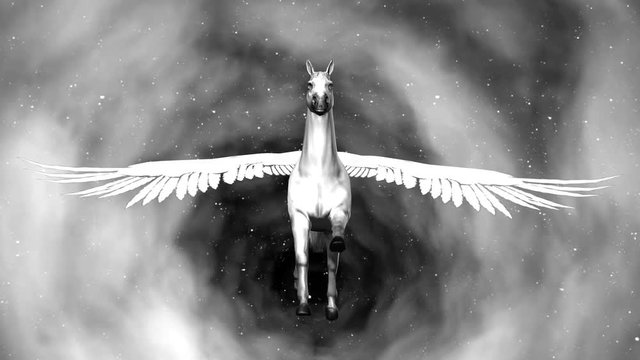 Pegasus in space. 4K.