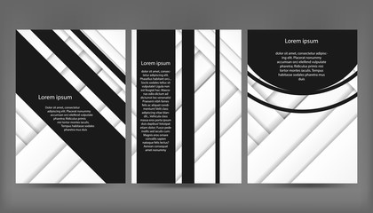 Set of modern abstract brochure, flyer, report design, layout template. 3D paper layers.Clean style cover,business. corporate.