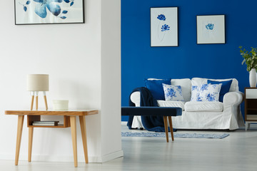 Table and sofa in living room