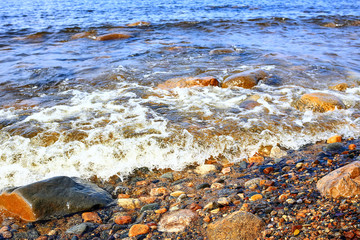 Pebble texture on the river bank