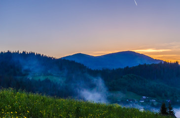 
Background of Carpathian mountains landscape in Ukraine