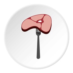 Steak on fork icon, flat style