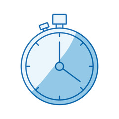blue color shading silhouette stopwatch with timer vector illustration