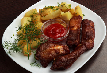 Grilled chicken legs with vegetables
