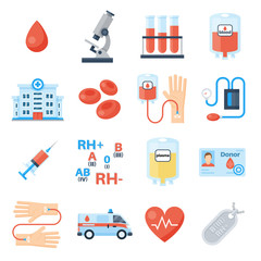 Blood donation full icon set
