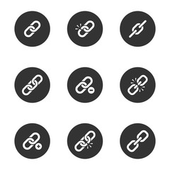 Web link icon set in black round frame