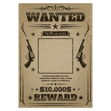 Wanted poster with rough texture
