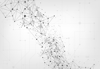 Abstract Polygonal Space Background with Connecting Dots and Lines