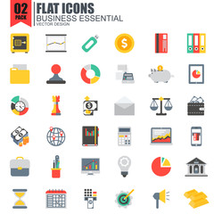 Simple set of business essential flat icons