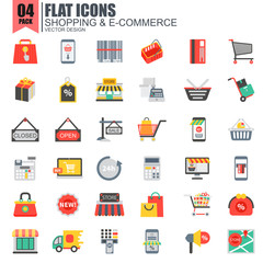 Simple set of online shopping flat icons