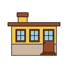 colorful silhouette of small house facade with chimney ands two windows vector illustration
