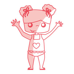 cute girl with Beach suit drawing character vector illustration design