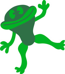 frosch winken tanzen spaß spielen glücklich grünes kleines süßes kinder niedliches monster