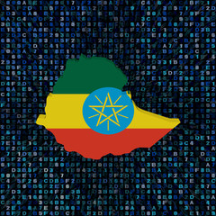 Ethiopia map flag on hex code illustration