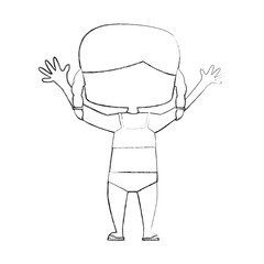 cute girl with Beach suit drawing character vector illustration design